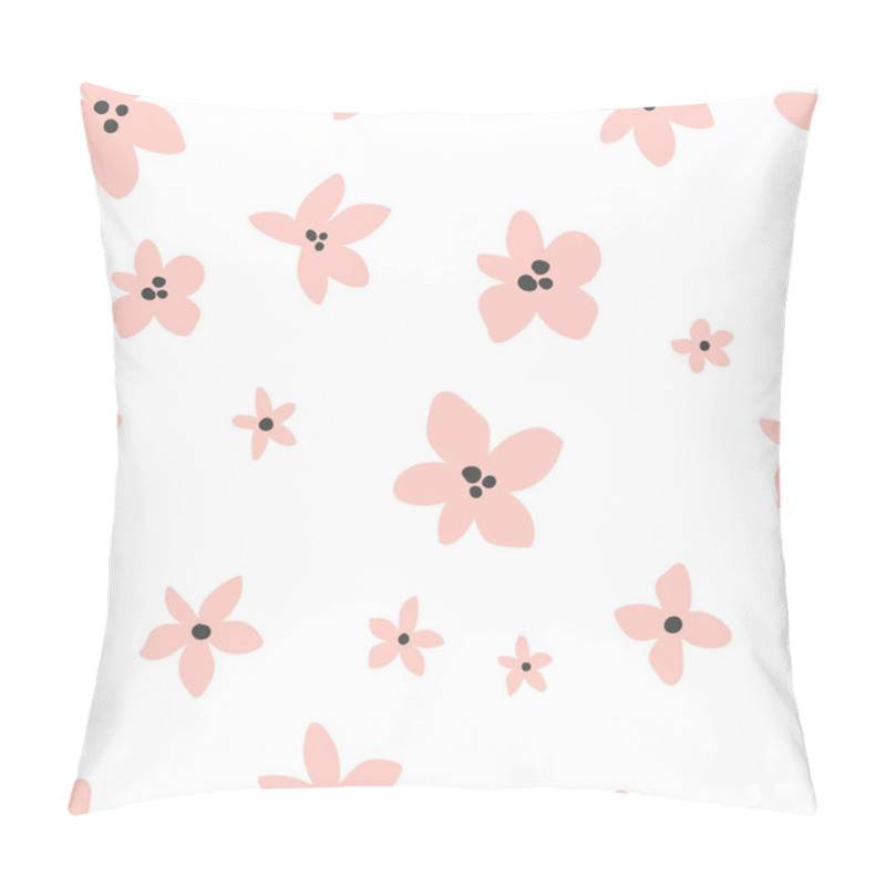 Personality  Vector Floral Pattern In Doodle Style With Pink Flowers On White Background. Gentle, Spring Floral Background With . Pillow Covers