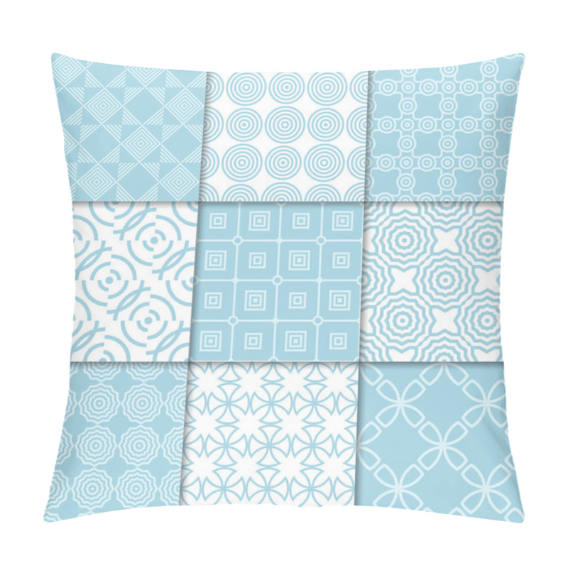 Personality  Geometric Blue And White Abstract Seamless Patterns. Backgrounds For Wallpapers, Textile Pillow Covers