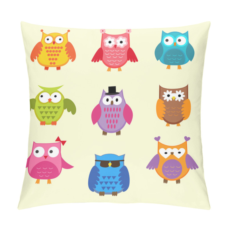 Personality  Vector Set Of Cute Owls Pillow Covers