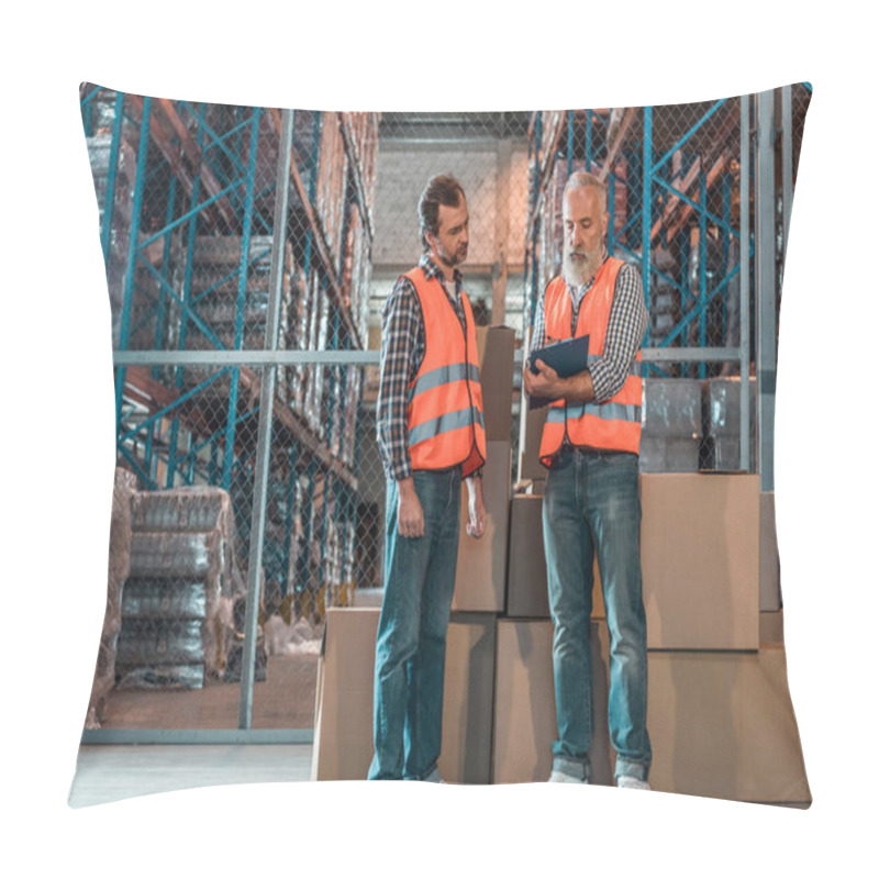 Personality  Warehouse Workers With Clipboard  Pillow Covers