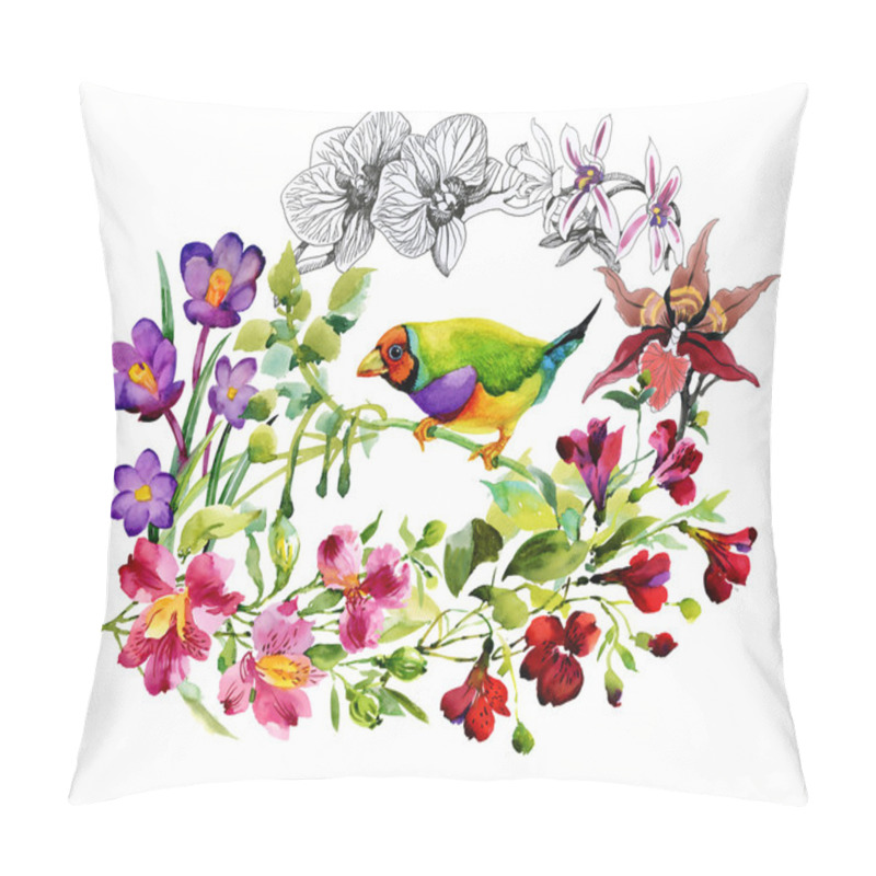 Personality  Tropical  Birds And Exotic Flowers Pillow Covers