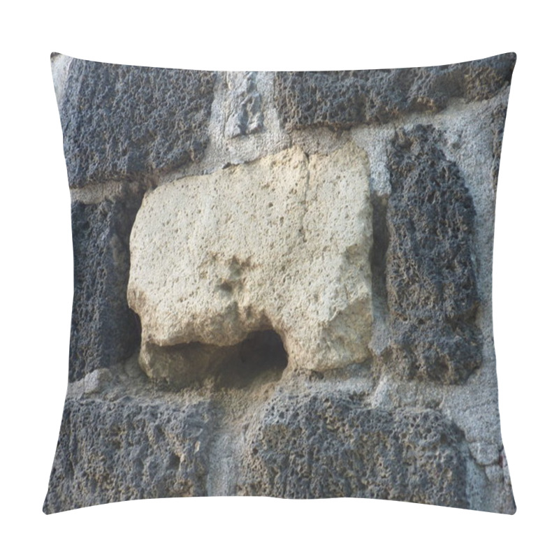 Personality  A Lone White Stone Amid Dark Rocks: Symbol Of Resilience And Contrast In The Passage Of Time, Reflecting Individuality And Strength In Unity. Pillow Covers