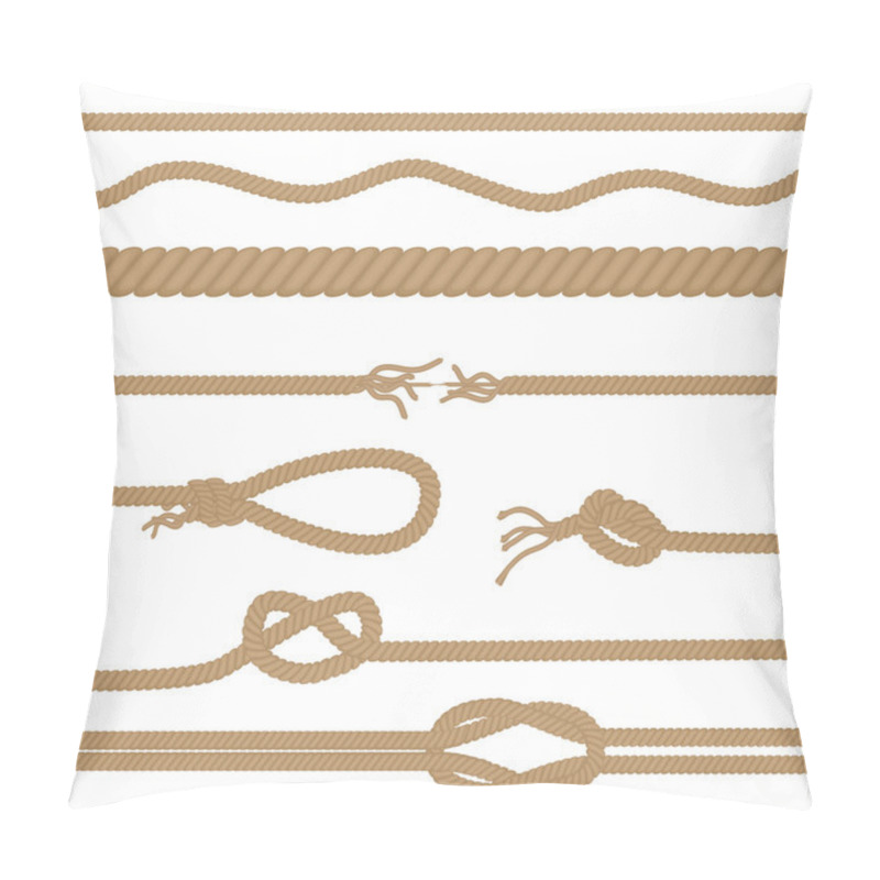 Personality  Set Of Realistic Vector Brown Ropes And Knots Brushes Isolated. Pillow Covers