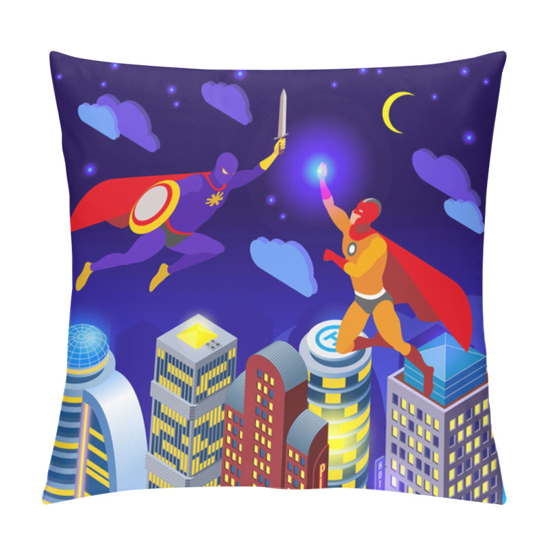 Personality  Super Heroes Isometric Composition Pillow Covers