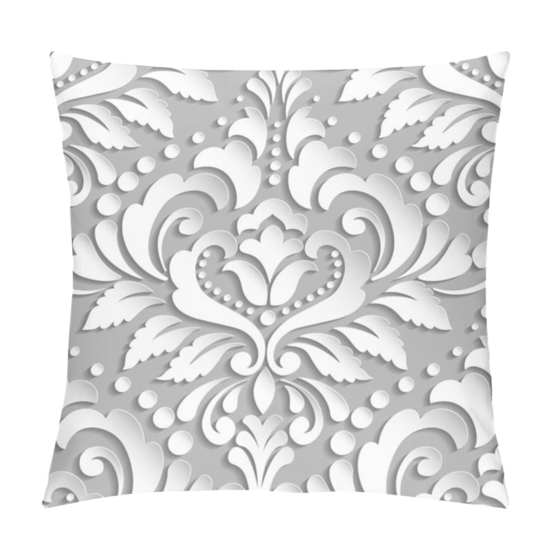 Personality  Vector Damask Seamless Pattern Element. Elegant Luxury Texture For Wallpapers, Backgrounds And Page Fill. 3D Elements With Shadows And Highlights. Paper Cut. Pillow Covers