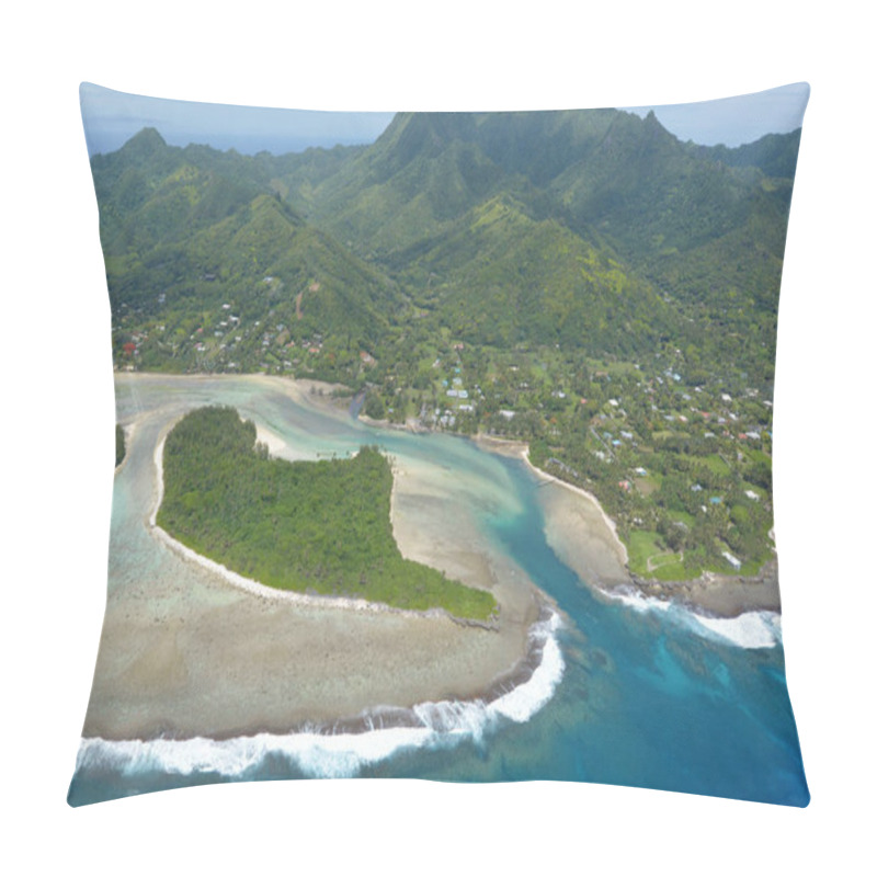 Personality  Aerial Landscape View Of Muri Lagoon In Rarotonga Cook Islands Pillow Covers