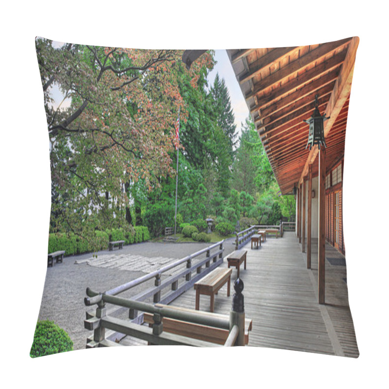 Personality  Veranda At The Pavilion In Japanese Garden Pillow Covers