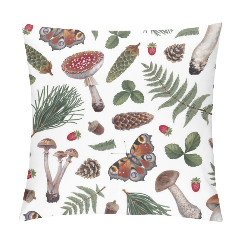 Personality  Hand Painted Botanical Pattern Design With Acrylic Illustrations Of Forest Nature. Cottegecore Style. Perfect For Prints, Fabrics, Wallpapers, Apparel, Home Textile, Packaging Design, Posters, Stationery  Pillow Covers