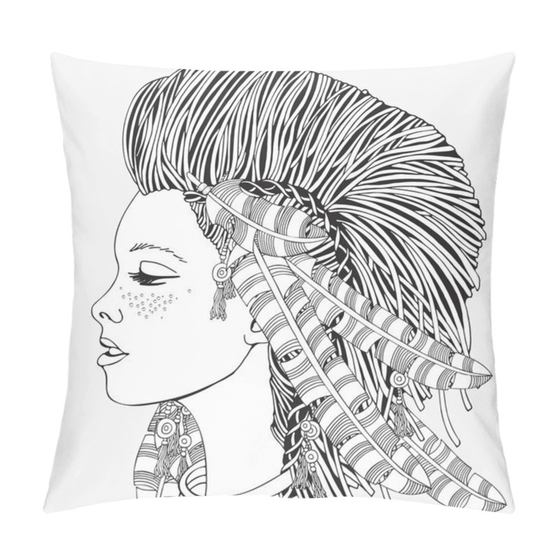 Personality  Young Beautiful Girl On A White Background Pillow Covers