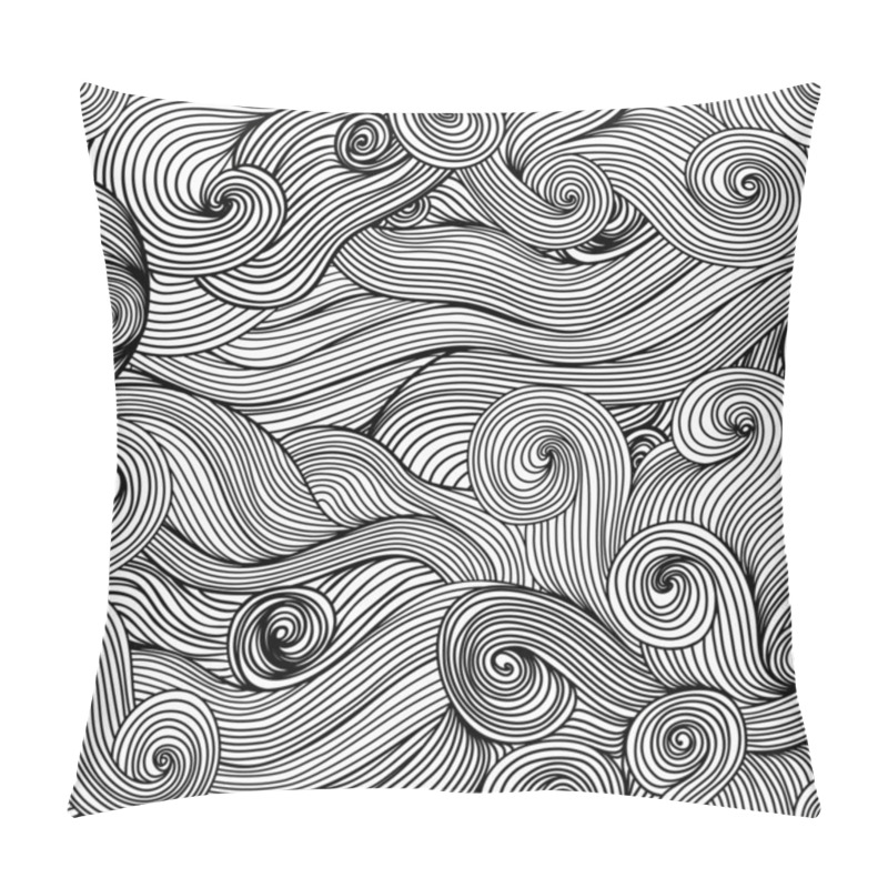 Personality  Seamless Wave Hand-drawn Pattern, Waves Background (seamlessly T Pillow Covers