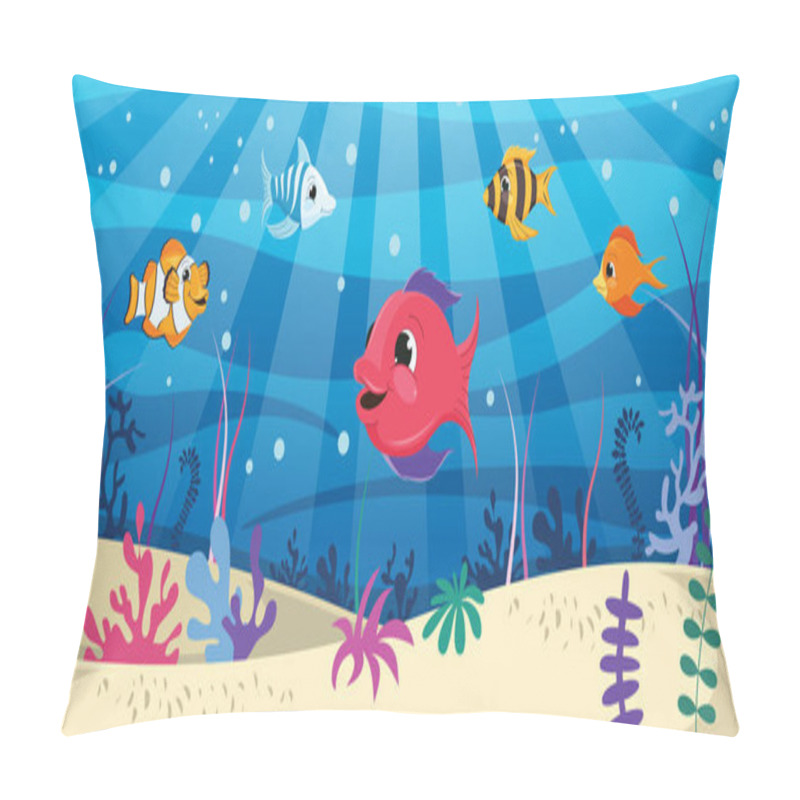 Personality  Vector Illustration Of Underwater World Pillow Covers