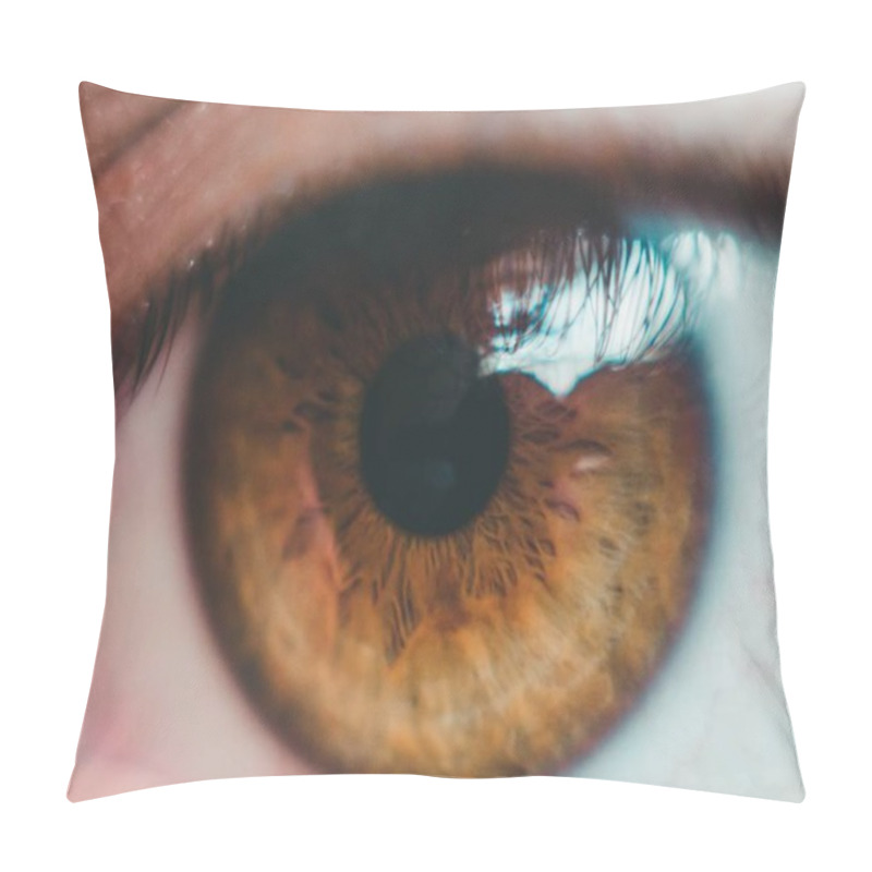 Personality  Close Up Shot Of A Light Brown Eye Pillow Covers