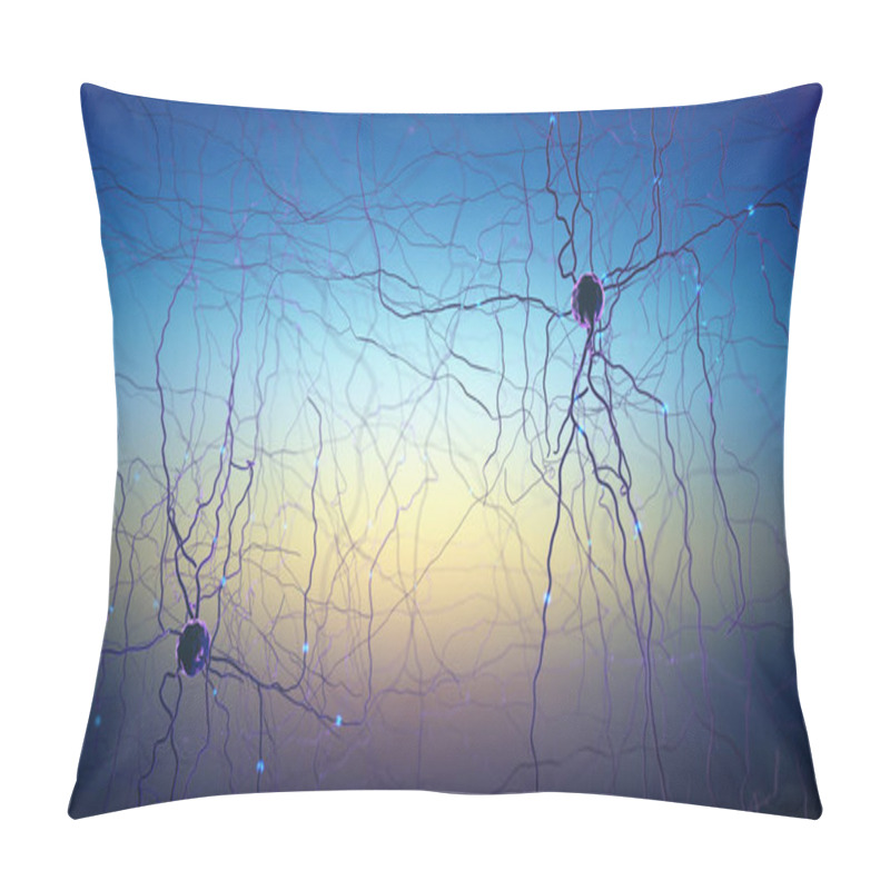 Personality  Signal Transmitting Neuron Or Nerve Cell- 3d Illustration Pillow Covers