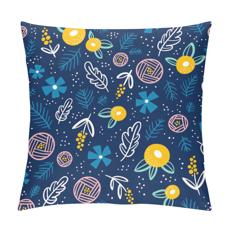 Personality  Floral Doodle Pattern On Blue Pillow Covers