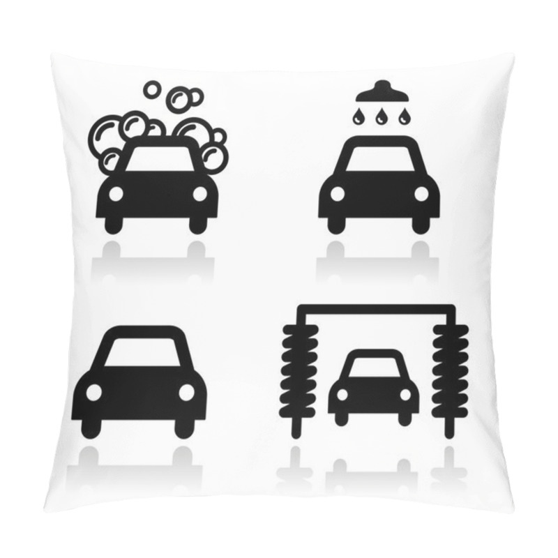 Personality  Car Wash Icons Set - Vector Pillow Covers