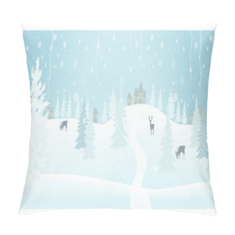 Personality  Little Town Covered In Snow Pillow Covers