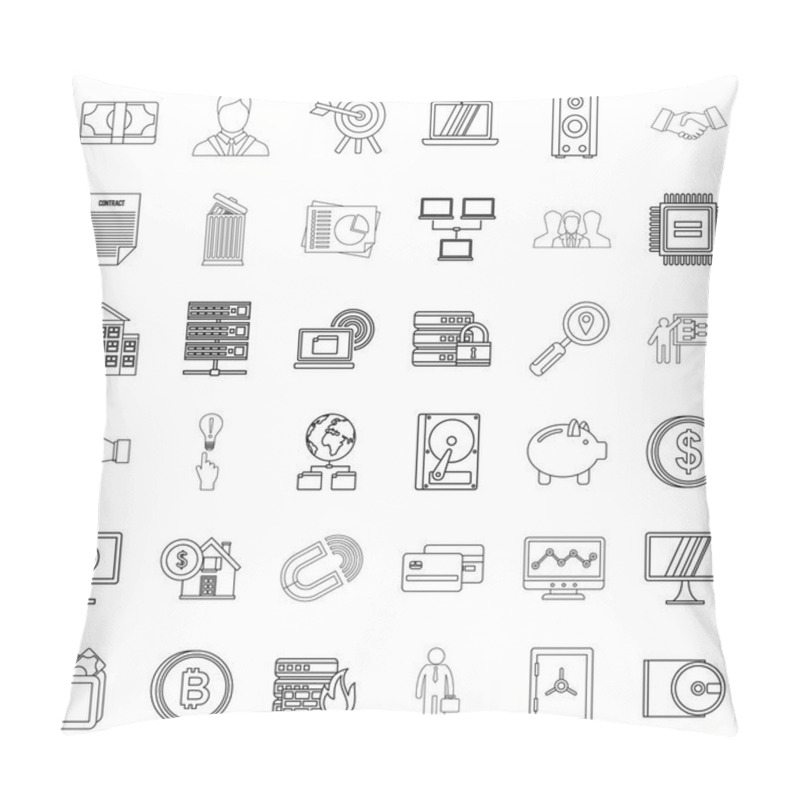 Personality  Businessman Icons Set, Outline Style Pillow Covers