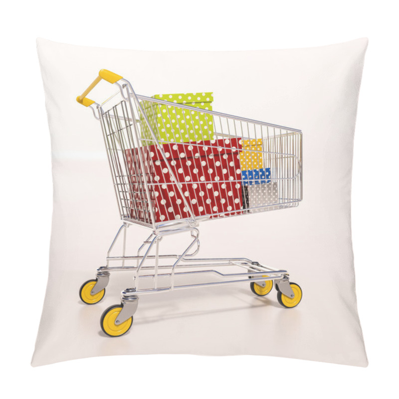 Personality  Shopping Cart Full Of Purchases In Packages Pillow Covers