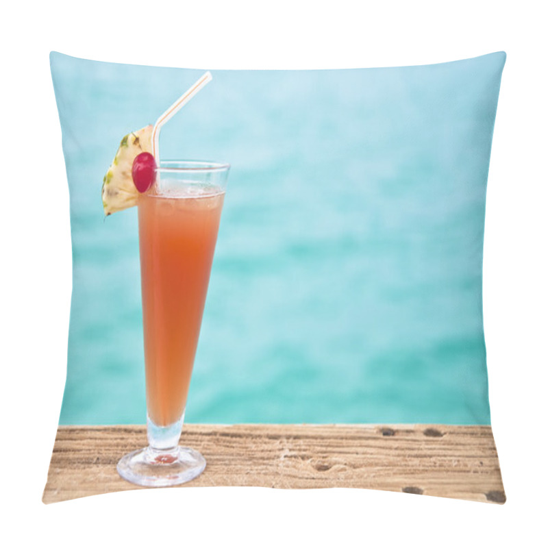 Personality  Red Orange Drink At A Beach Bar Pillow Covers