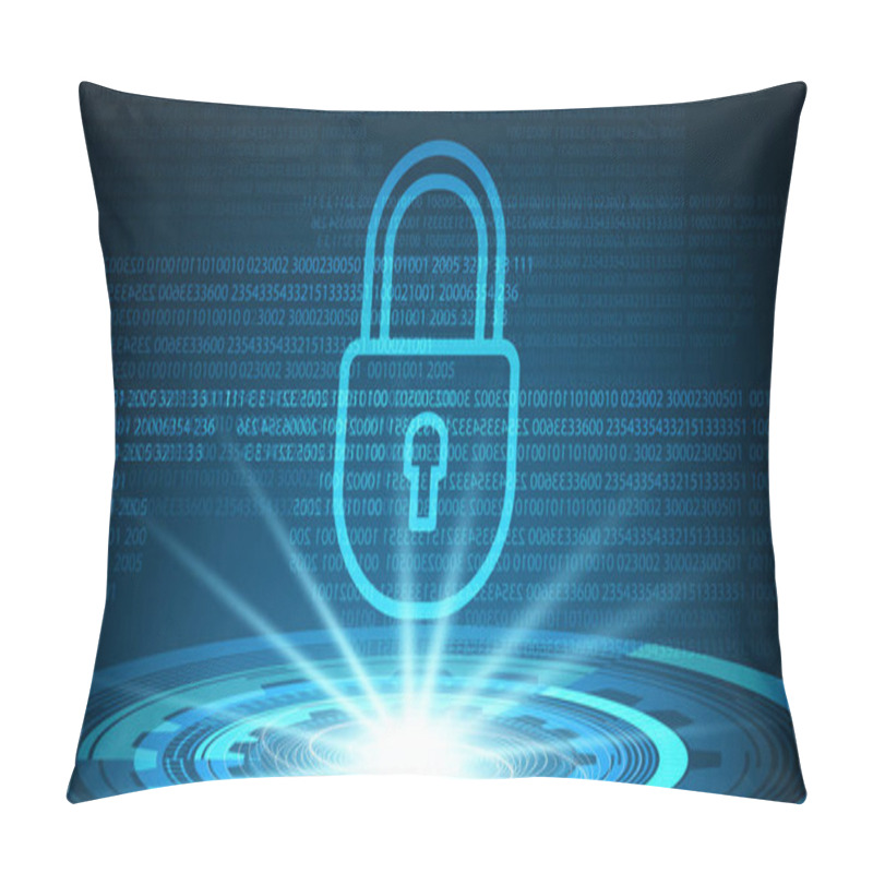 Personality  Presentation Projector Technology Security Lock,protection And Safe Concept,on Global Background Hi-tech And Technology Concept Design. Pillow Covers