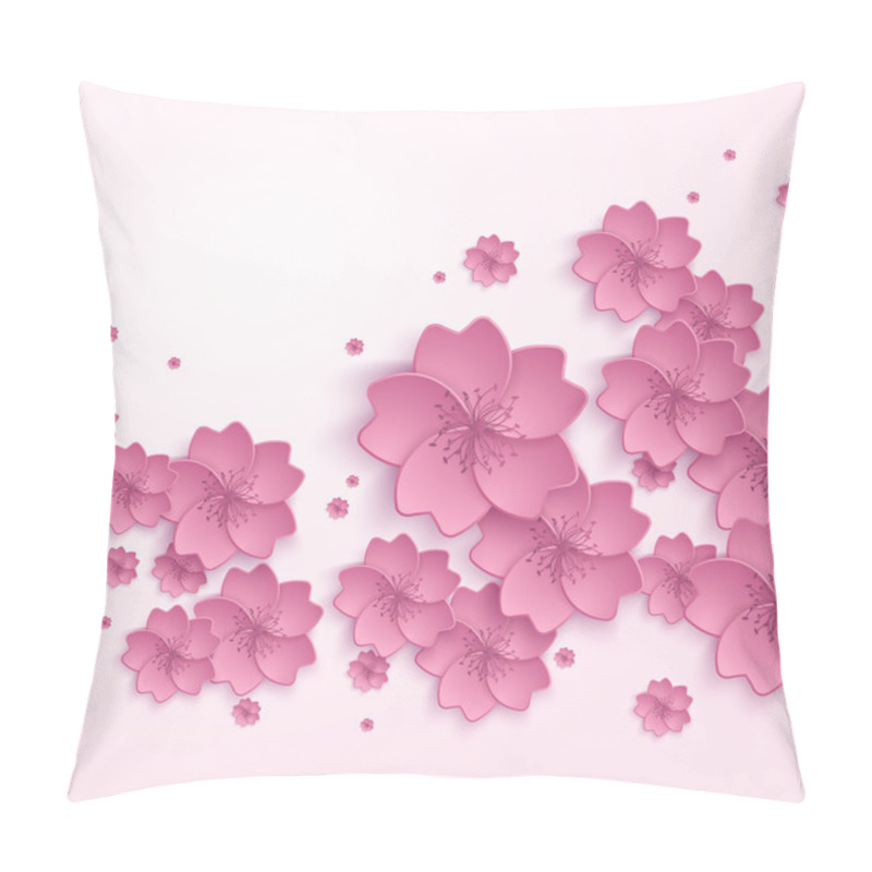 Personality  Beautiful Abstract Floral Trendy Background With Pink 3d Flower Sakura. Stylish Modern Background. Greeting Or Invitation Card For Wedding, Birthday And Life Events. Vector Illustration Pillow Covers