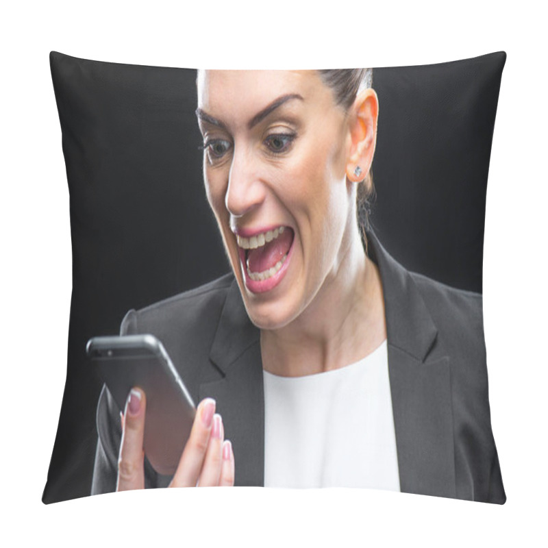 Personality  Businesswoman Using Smartphone Pillow Covers