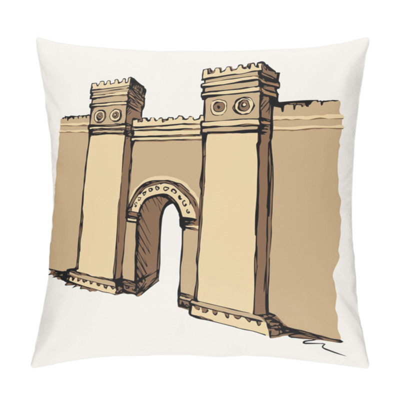 Personality  Babylonian Gate. Vector Drawing Scene Pillow Covers