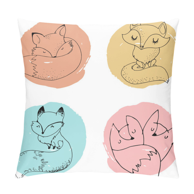 Personality  Fox Characters, Cute, Lovely Illustrations Pillow Covers