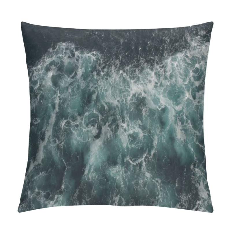 Personality  A High Angle Shot Of The Raging Ocean With Turquoise Water And Foamy Waves - Soul Restlessness Concept Pillow Covers