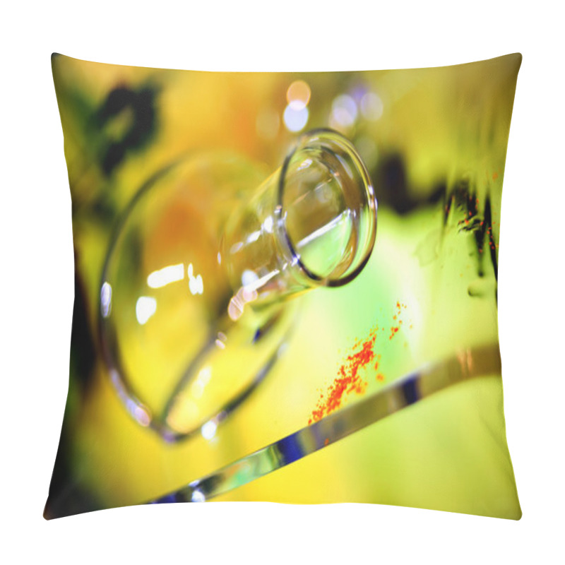 Personality  Empty Vial Tube Lies On A Transparent Table. Pillow Covers