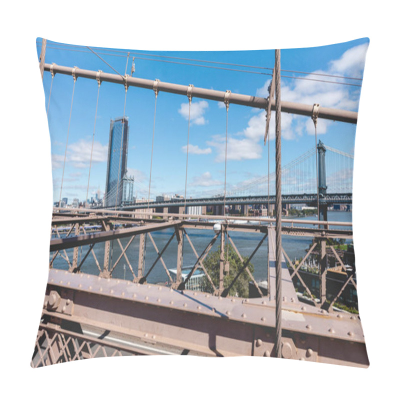 Personality  Urban Scene Of Manhattan From Brooklyn Bridge In New York, Usa Pillow Covers