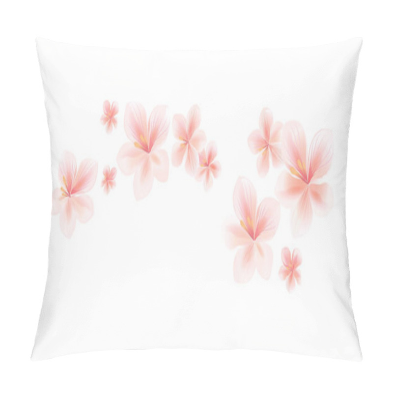 Personality  Flying Light Pink Peach Flowers Isolated On White Background. Apple-tree Flowers. Cherry Blossom. Vector EPS 10 Cmyk Pillow Covers