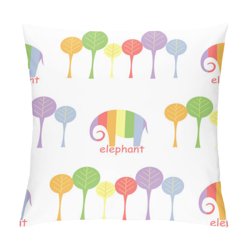 Personality  Seamless Pattern With Elephants And Trees. Pillow Covers