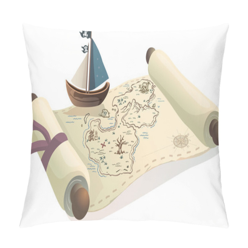 Personality  Treasure Map And Toy Boat Pillow Covers