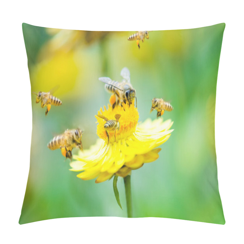 Personality  Group Of Bees On A Flower Pillow Covers