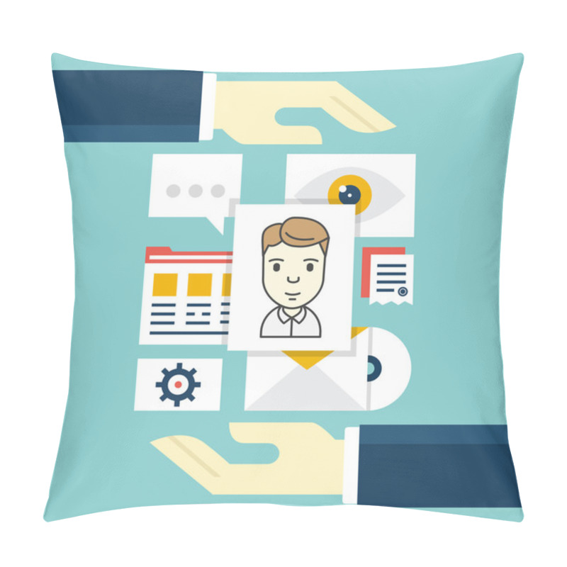 Personality  Concept Of Customer Relationship Management. Software As A Service Pillow Covers