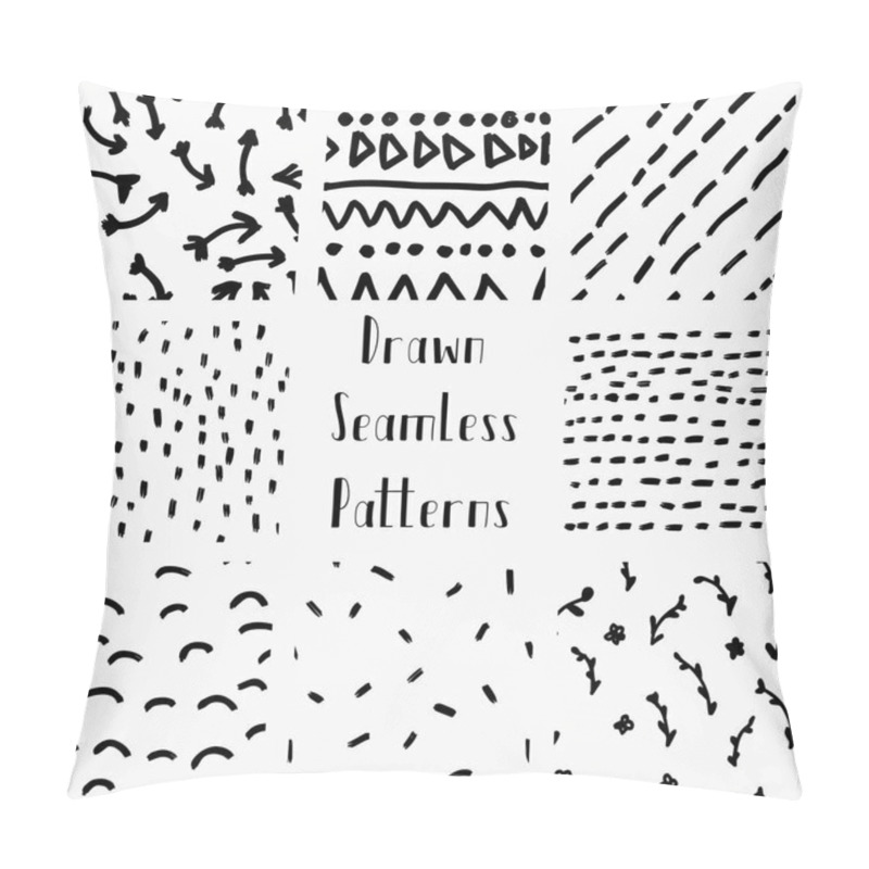 Personality  Vector Abstract Hand Drawn Black Seamless Patterns Pillow Covers