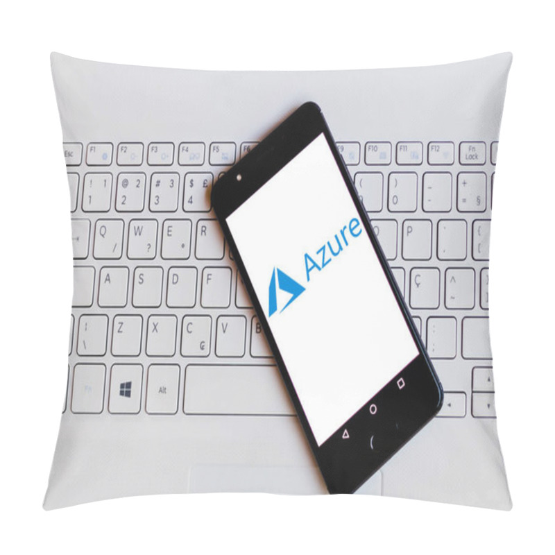 Personality  July 22, 2019, Brazil. In This Photo Illustration The Microsoft Azure Logo Is Displayed On A Smartphone Pillow Covers