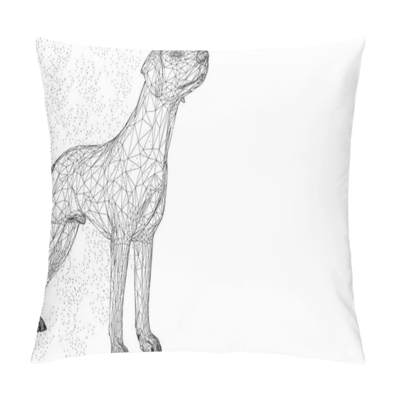 Personality  Dog Cute 3d Vector Illustration Animal. Abstract Wirframe Polygon Triangle Geometric Background. Low Poly Blue Line Mesh Futuristic Shape. Space Dot Creative Concept Sketch. Funny Doggy. Pillow Covers