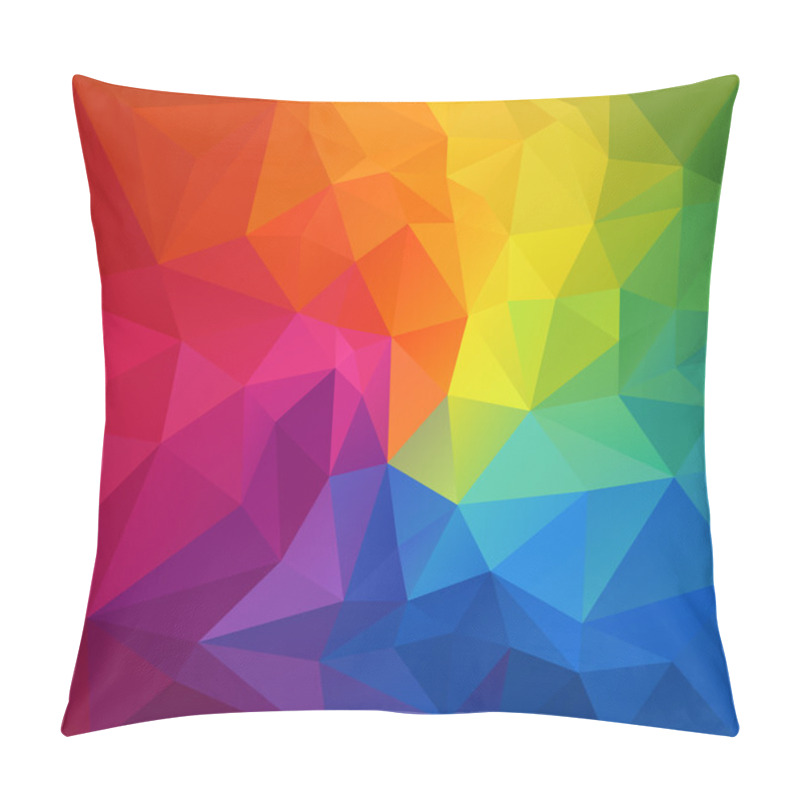 Personality  Vector Abstract Irregular Polygon Background With A Triangular Pattern In Full Color Rainbow Spectrum Colors Pillow Covers