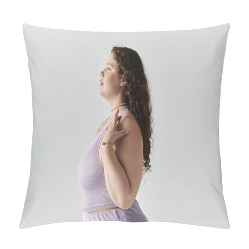 Personality  A Confident Plus Size Woman Showcases Her Beauty In A Soft, Elegant Pose That Inspires Self Love. Pillow Covers