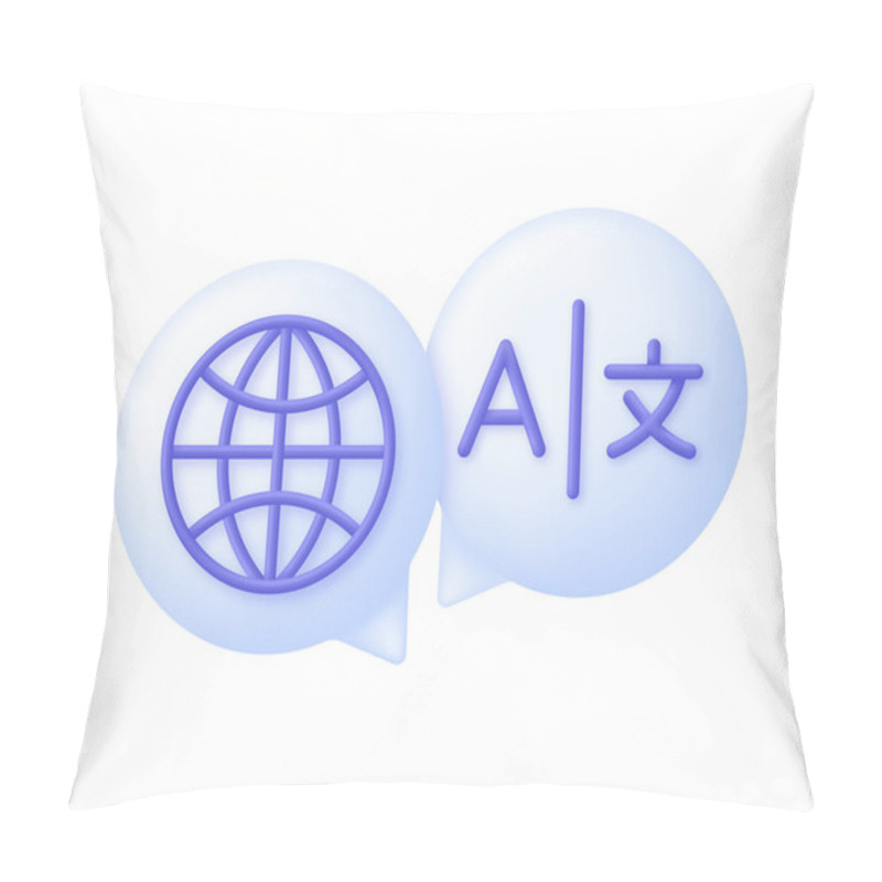 Personality  3D Language Translation Sign. E-learning And Education, Learning Language Courses Concept. Dictionary. Multilingual Communication. Trendy And Modern Vector In 3d Style. Pillow Covers