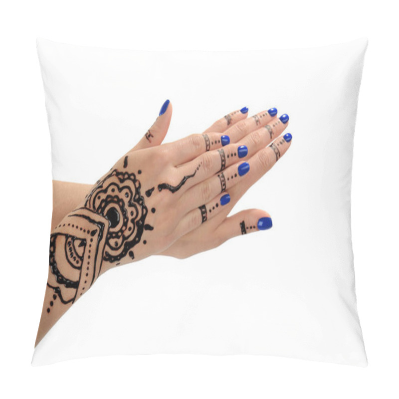 Personality  Hands With Henna Tattoo Pillow Covers