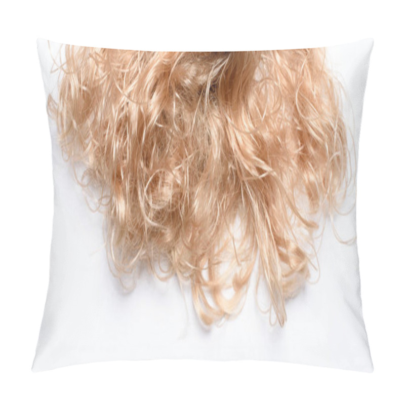 Personality  Blond Female Curly Unbrushed Hair Close Up View, Isolated On A White Background Pillow Covers