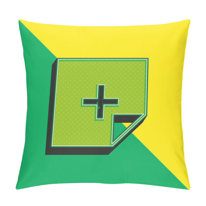 Personality  Add Button Green And Yellow Modern 3d Vector Icon Logo Pillow Covers