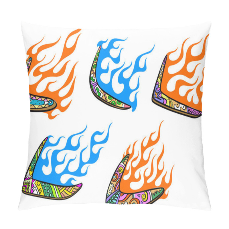 Personality  Native Australian Boomerangs With Flames Pillow Covers