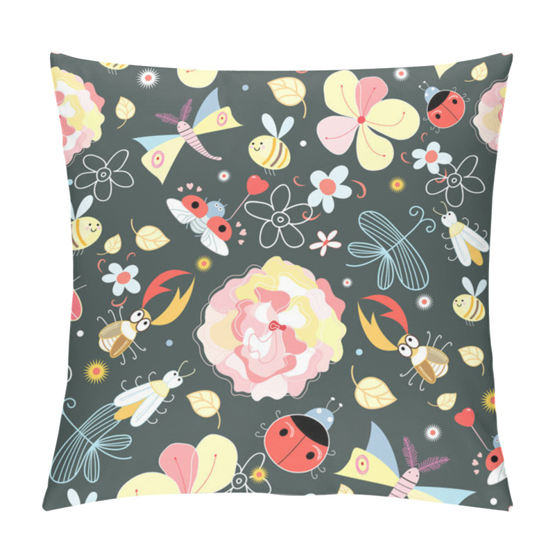 Personality  Floral Pattern With Insects Pillow Covers