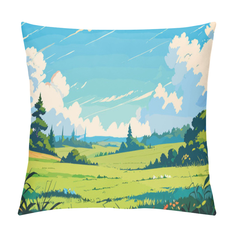 Personality  Beautiful Meadow Vector Background Pillow Covers