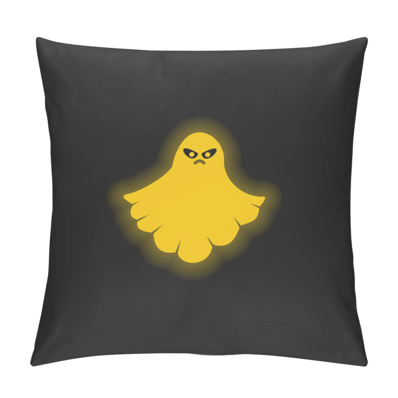 Personality  Angry Ghost Yellow Glowing Neon Icon Pillow Covers