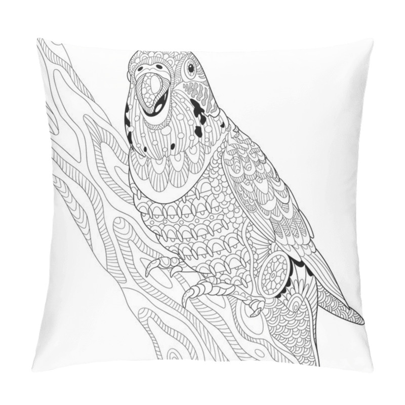 Personality  Zentangle Stylized Budgie Parrot Pillow Covers